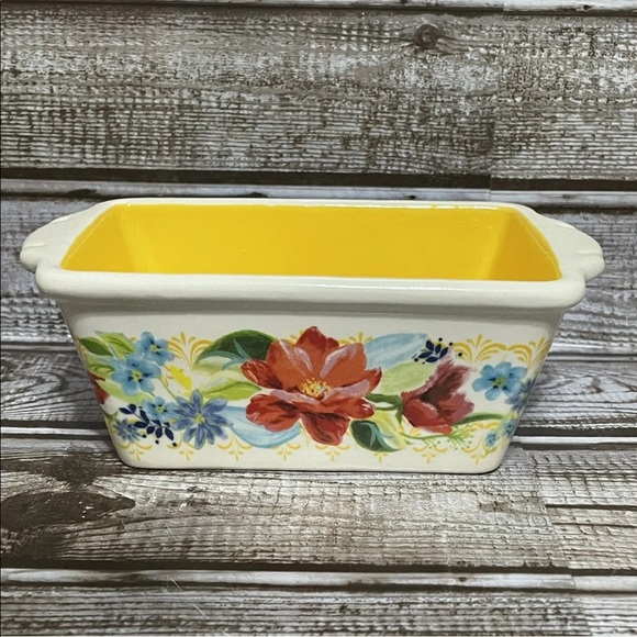 The Pioneer Woman Spring Bouquet Mini Loaf Pan, Yellow Floral NEW - Picture 2 of 6